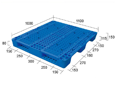 1110网格川字（置钢管）塑料托盘